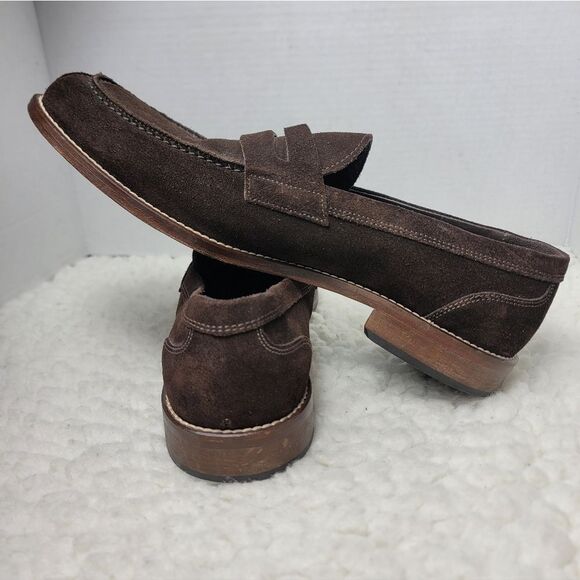Testoni Basic Men’s 11M Brown Suede Penny Loafers Slip On Dress Shoes main image 9